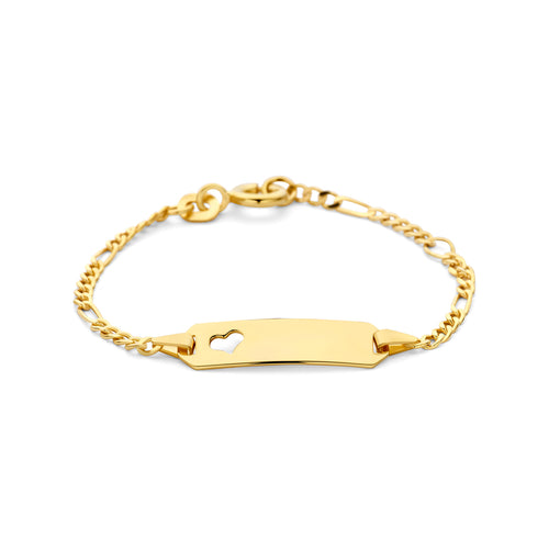 Graveerarmband figaro hart plaat 5.0 mm