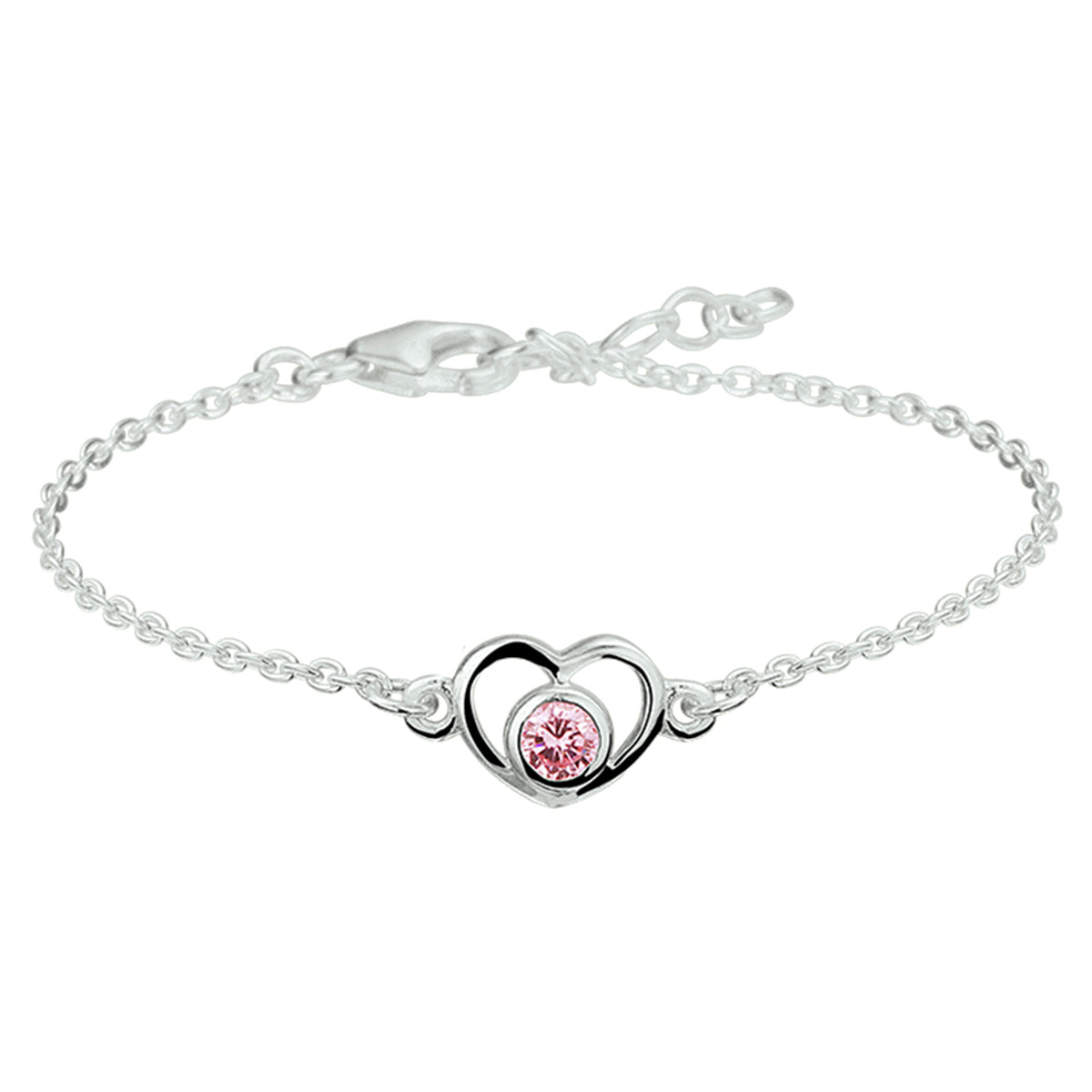Armband hart en zirkonia 13 - 15 cm