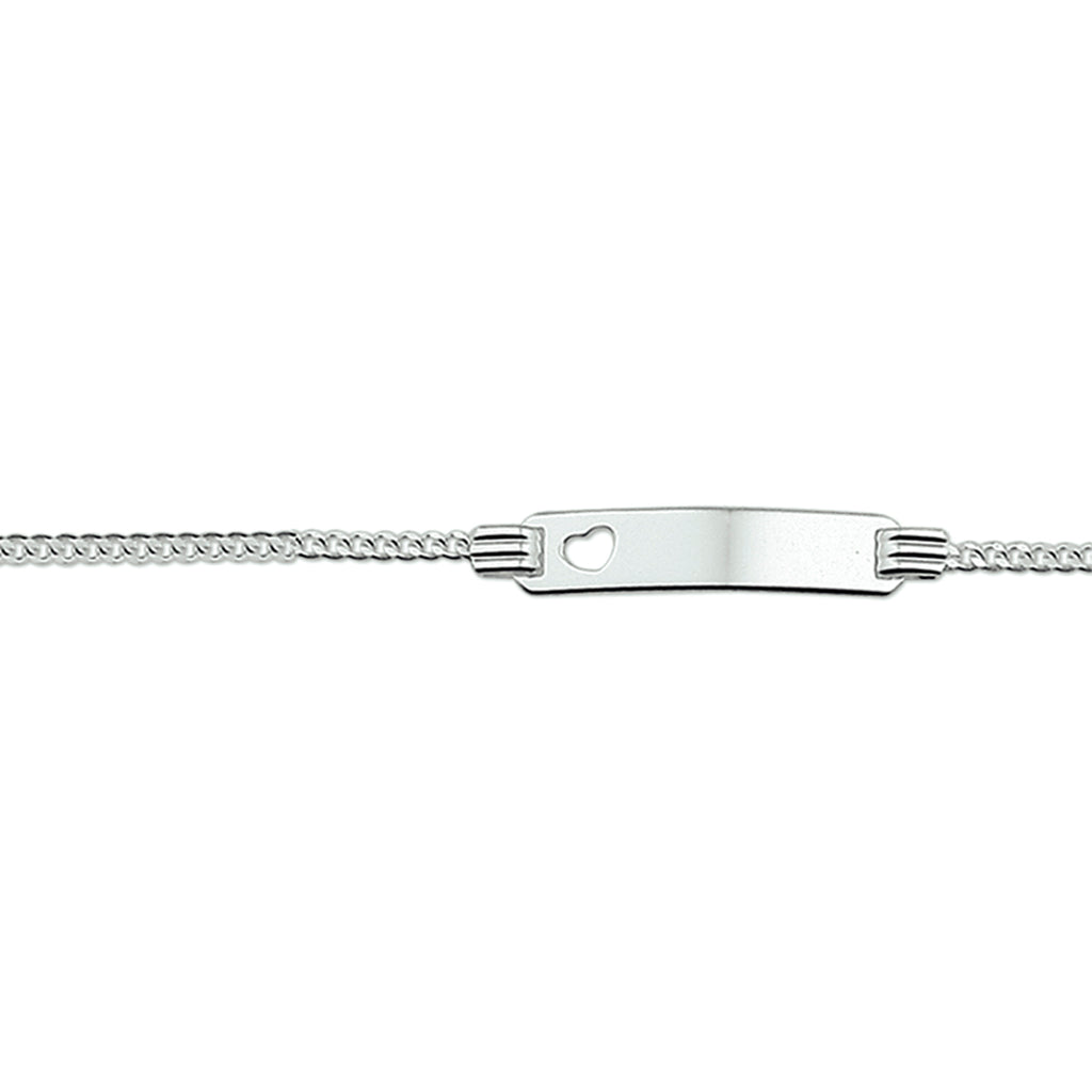 ZILVEREN ARMBAND 13-15CM GOURMET PLAAT MET HARTJE
