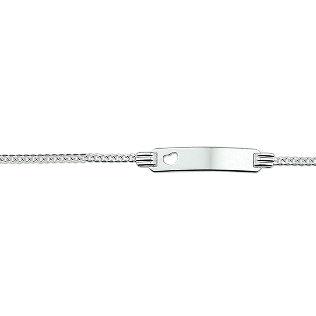 ZILVEREN ARMBAND 13-15CM GOURMET PLAAT MET HARTJE