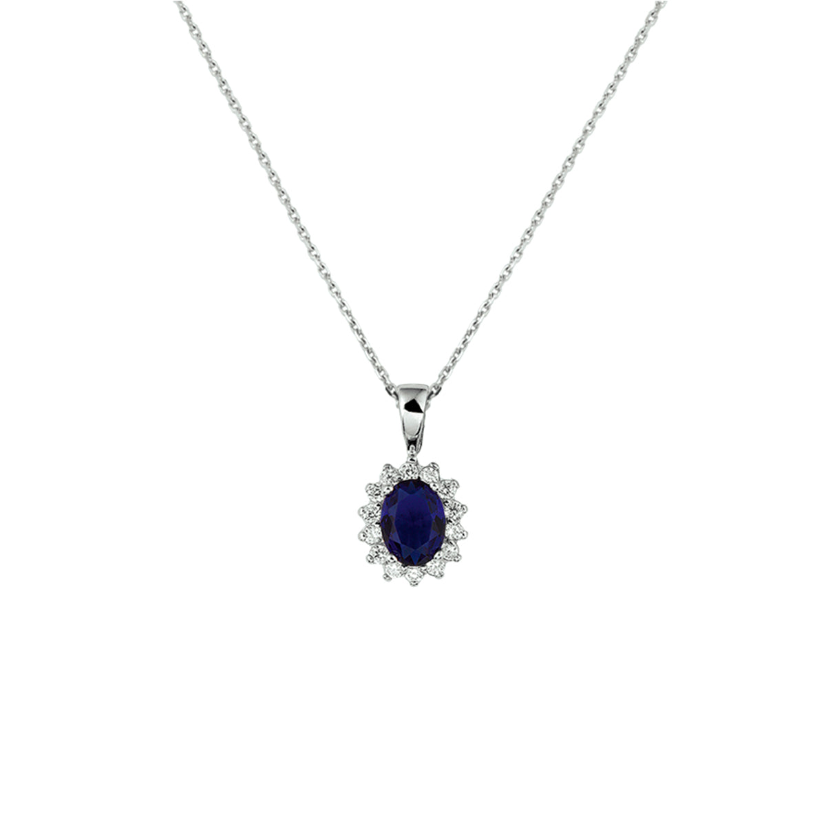 Collier zirkonia en synth. saffier 41+4 cm