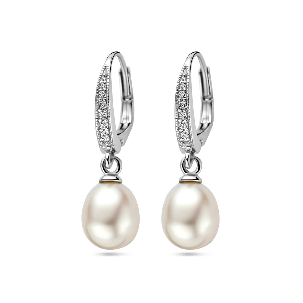 Oorhangers parel en zirkonia brisur haak