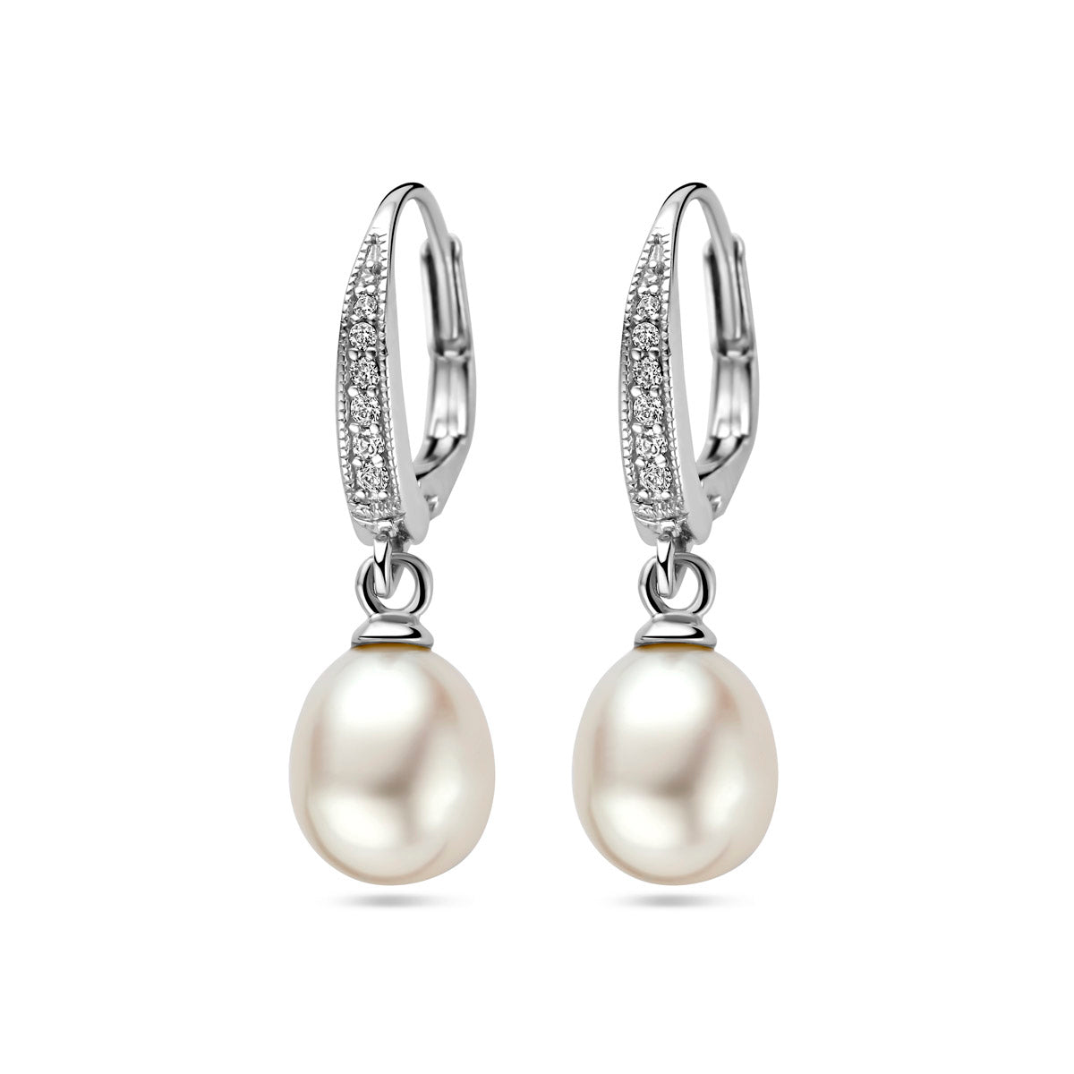 Oorhangers parel en zirkonia brisur haak
