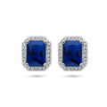 Oorknoppen blauw en wit zirkonia halo