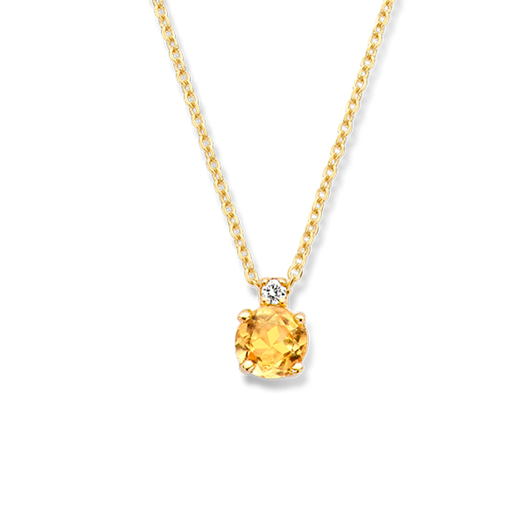 Collier citrien en diamant 0.015ct H SI 40 cm