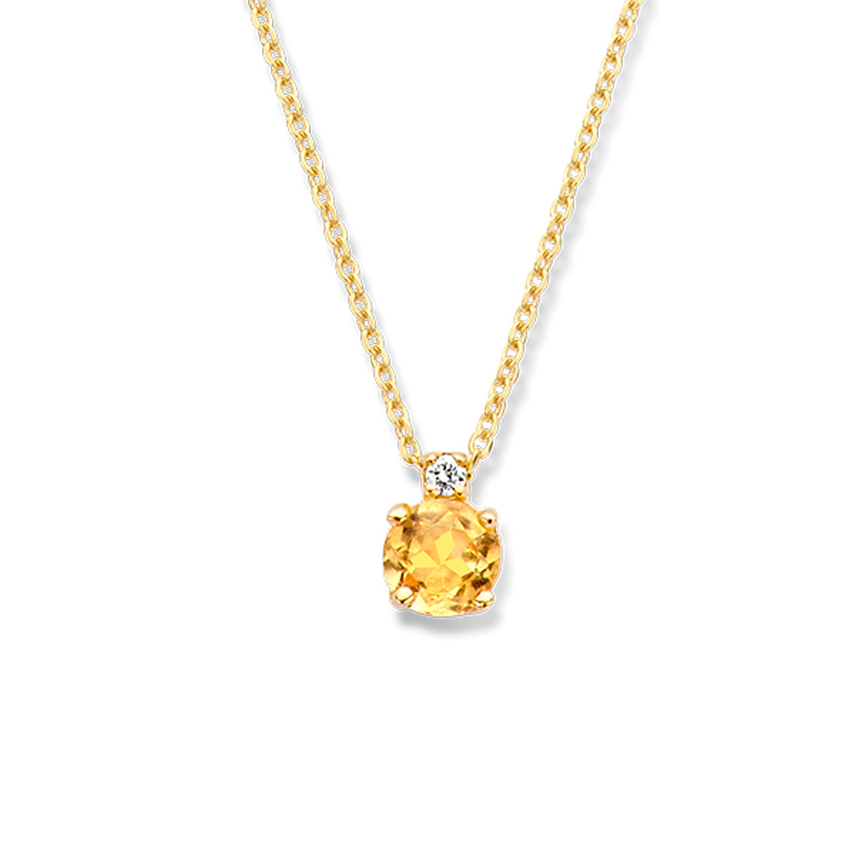 Collier citrien en diamant 0.015ct H SI 40 cm