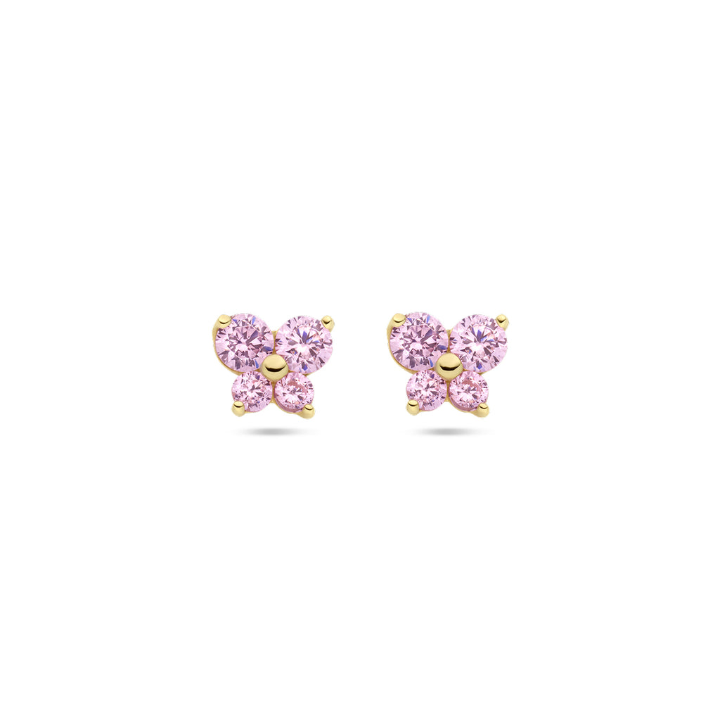 Oorknoppen vlinder roze zirkonia