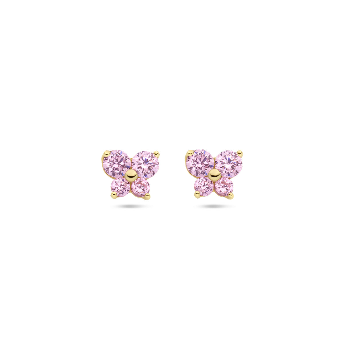 Oorknoppen vlinder roze zirkonia