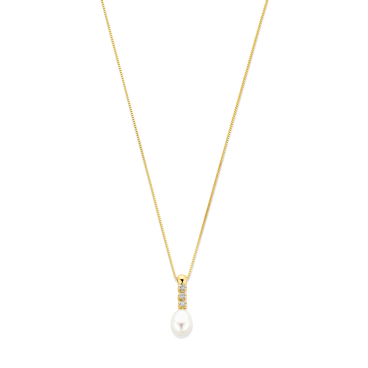 Collier zirkonia en parel 42 - 45 cm