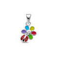 Hanger zirkonia emaille bloem en lieveheersbeestje 16 mm