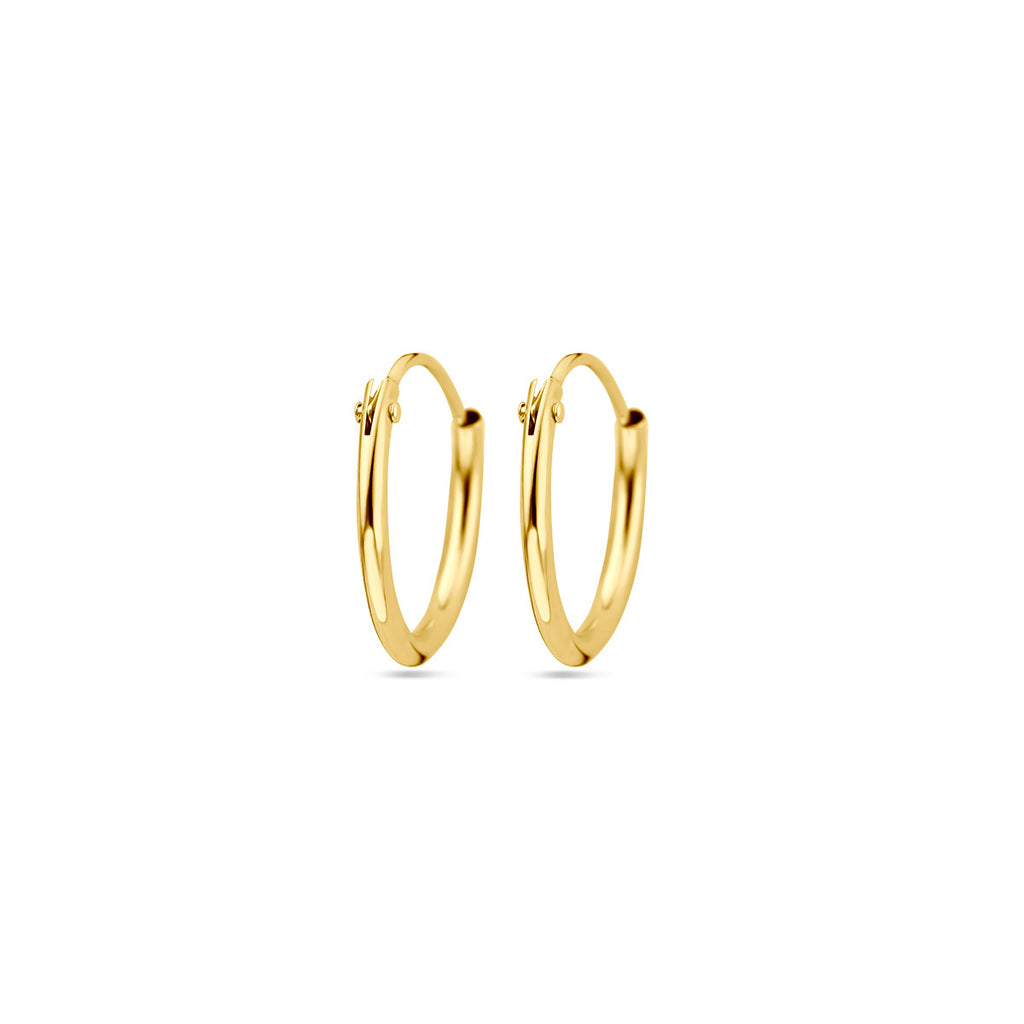 14krt gouden oorringen buis 13mm 1.3mm