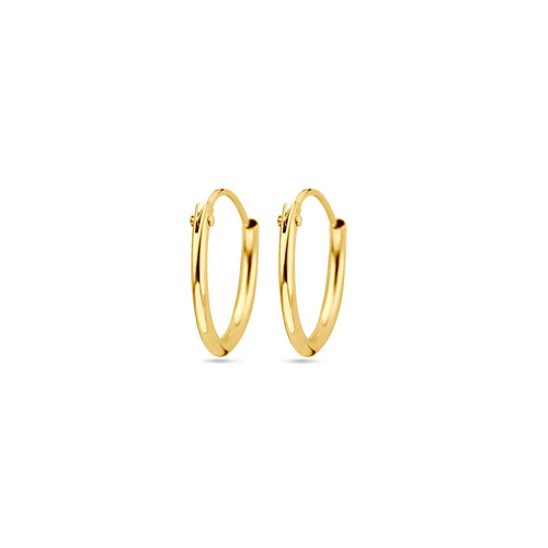 14krt gouden oorringen buis 13mm 1.3mm
