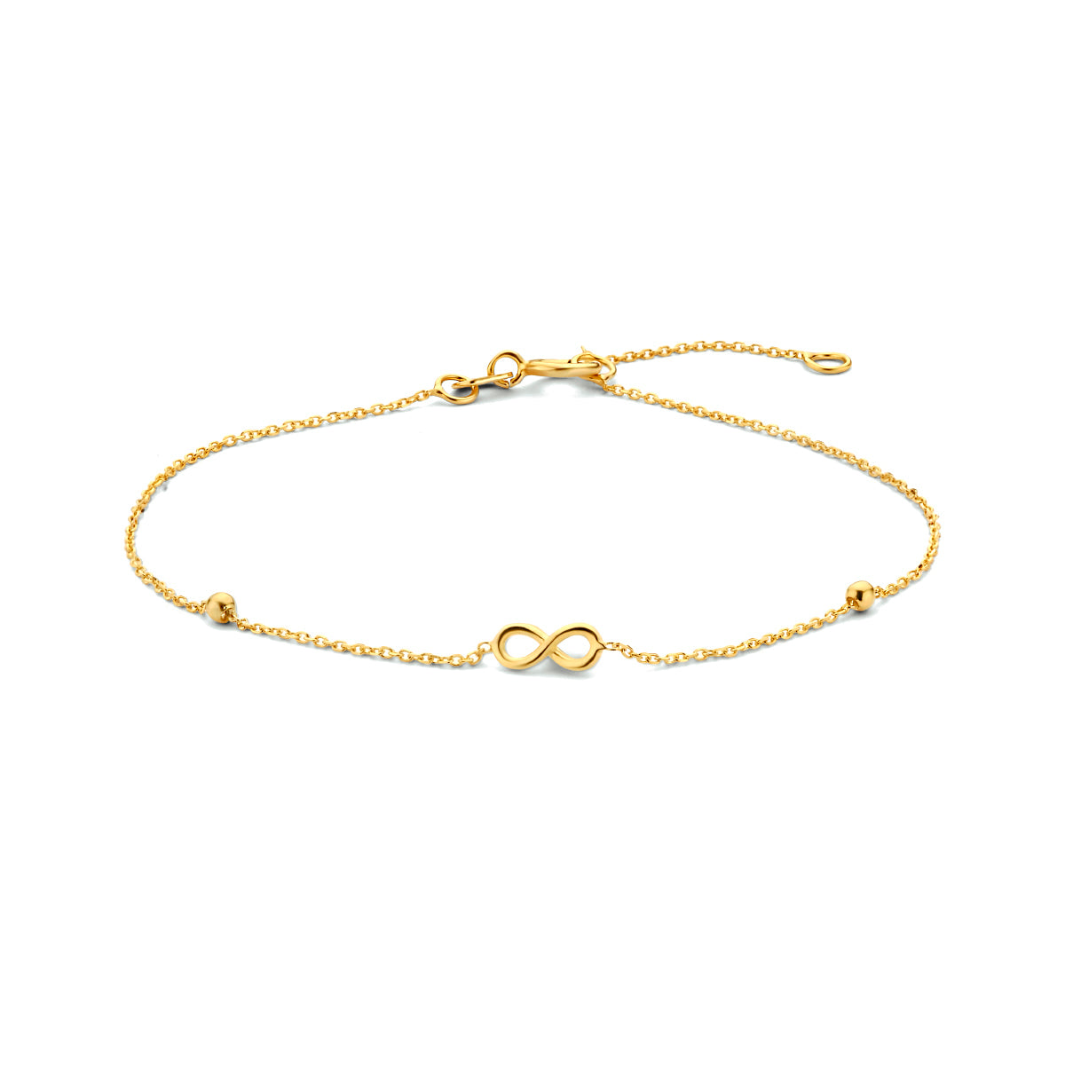 Armband infinity en bolletjes 16 - 17.5 - 19 cm
