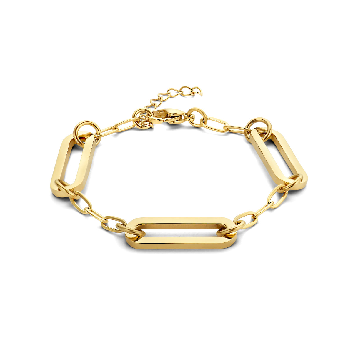 Armband paperclip platte buis 8 mm 16 + 3 cm ion plating