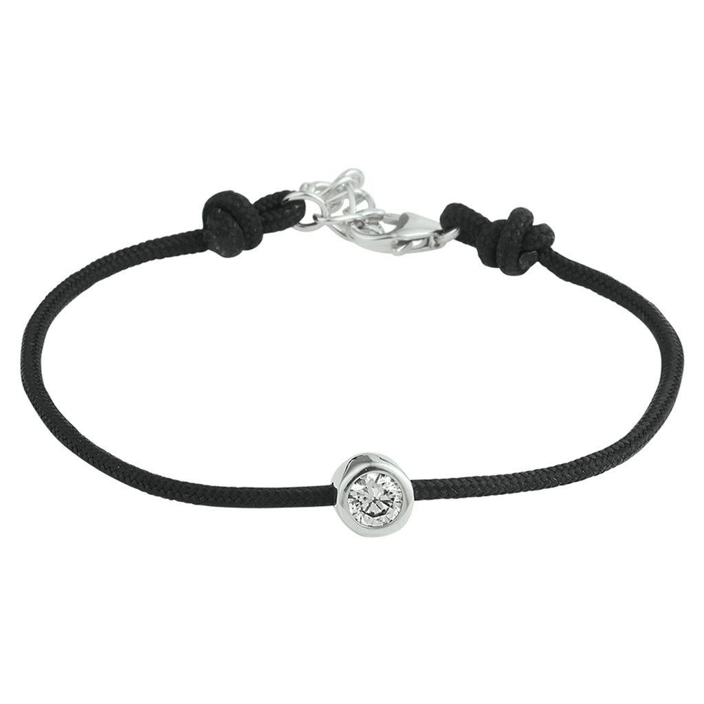 Armband katoen rondje zirkonia 15.5 + 2.5 cm
