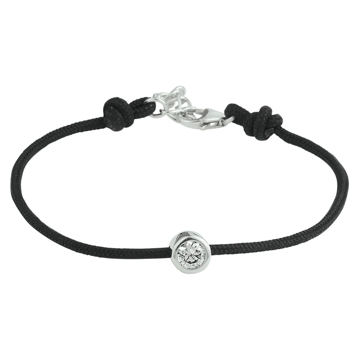 Armband katoen rondje zirkonia 15.5 + 2.5 cm