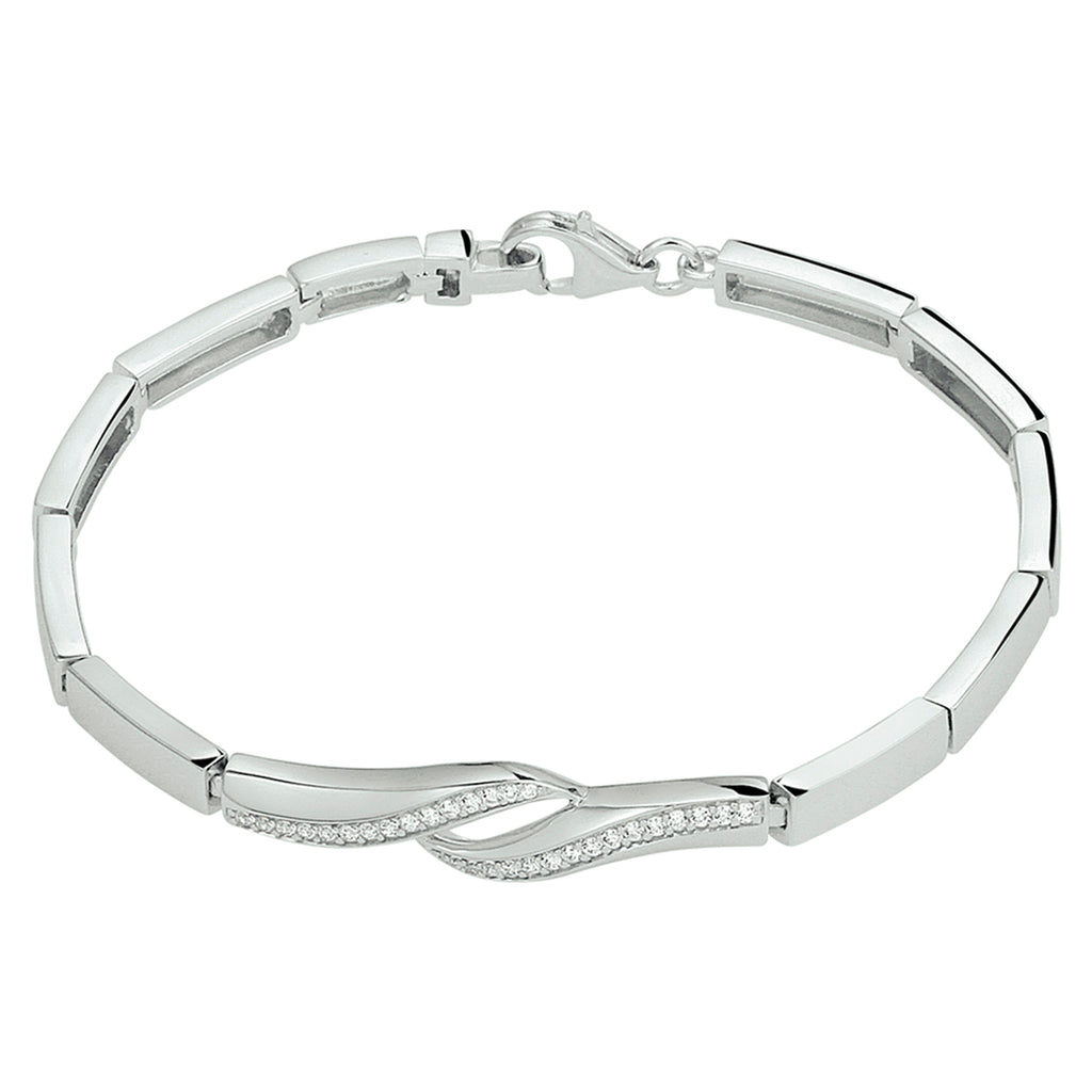 Zilveren armband - Zirkonia - 7 mm - 18.5 cm
