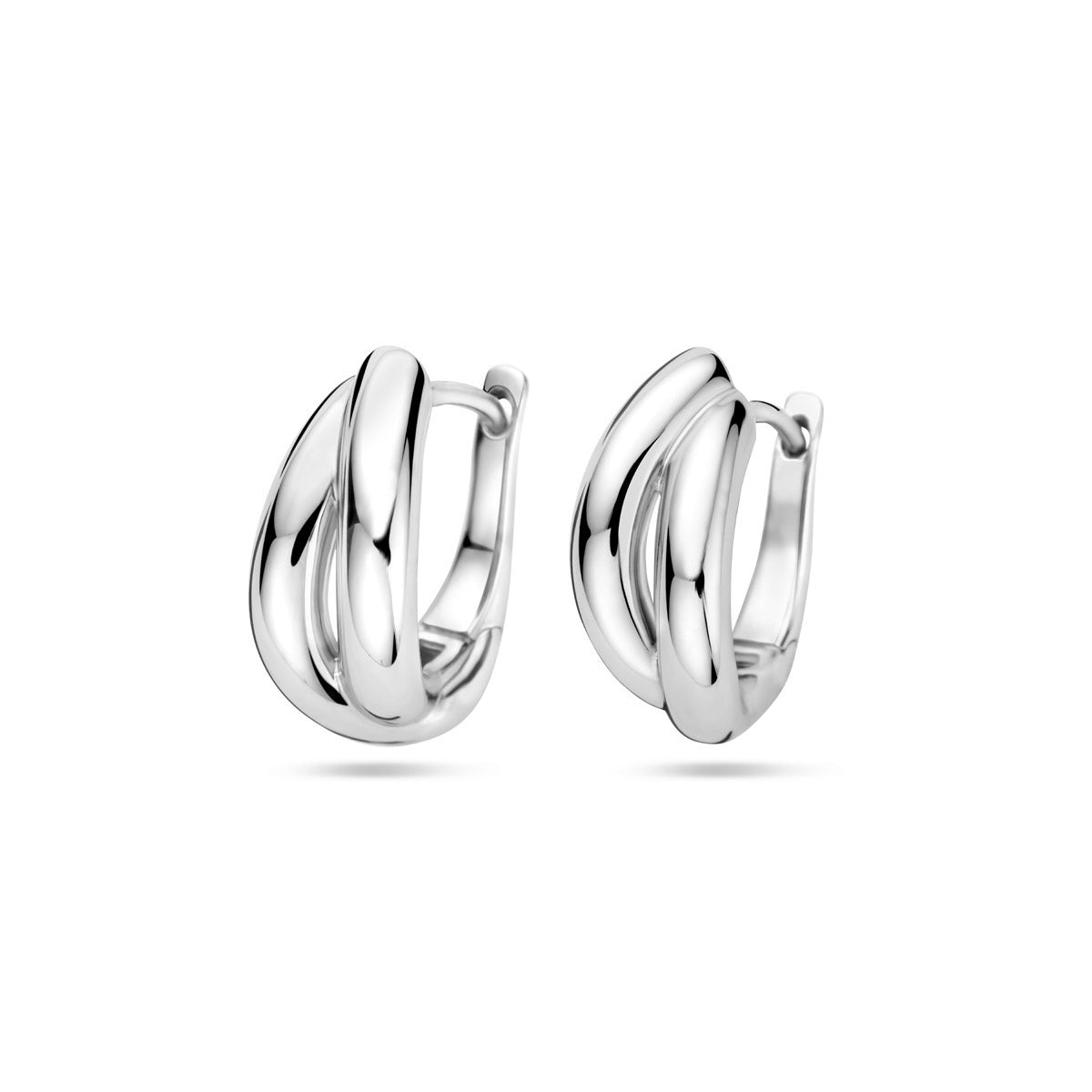 Zilver gerhodineerd klap creolen (scharnier)