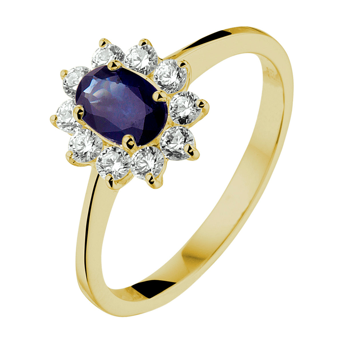 Ring saffier en zirkonia halo
