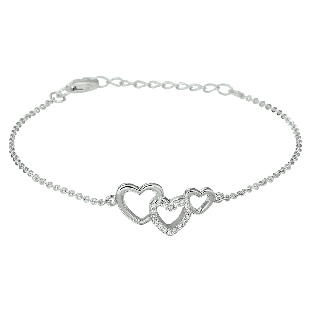 Armband hartjes en zirkonia 16 + 3 cm