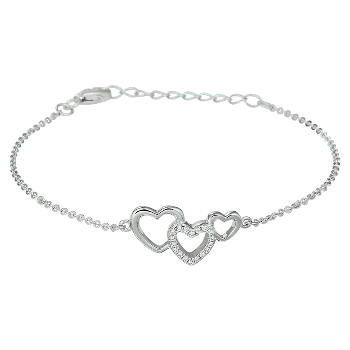 Armband hartjes en zirkonia 16 + 3 cm