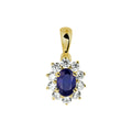Hanger saffier en zirkonia halo