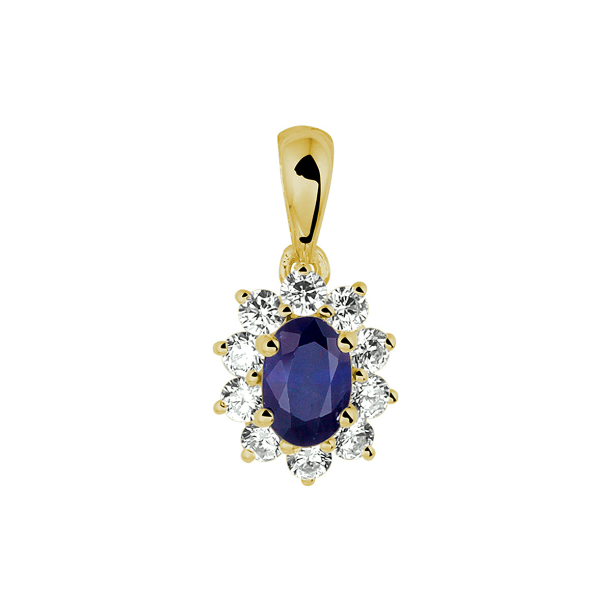 Hanger saffier en zirkonia halo