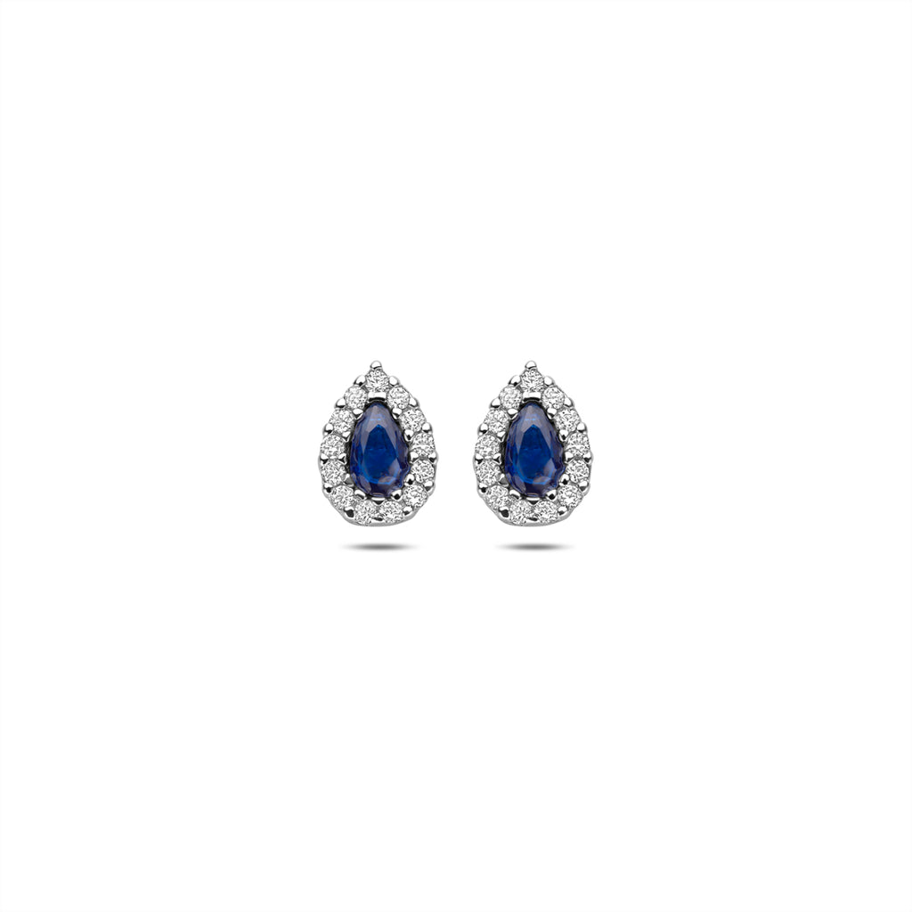 Oorknoppen saffier zirkonia 8.5 mm