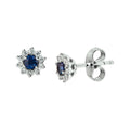 Oorknoppen saffier en diamant 0.11ct (2x0.055ct) h p1 halo