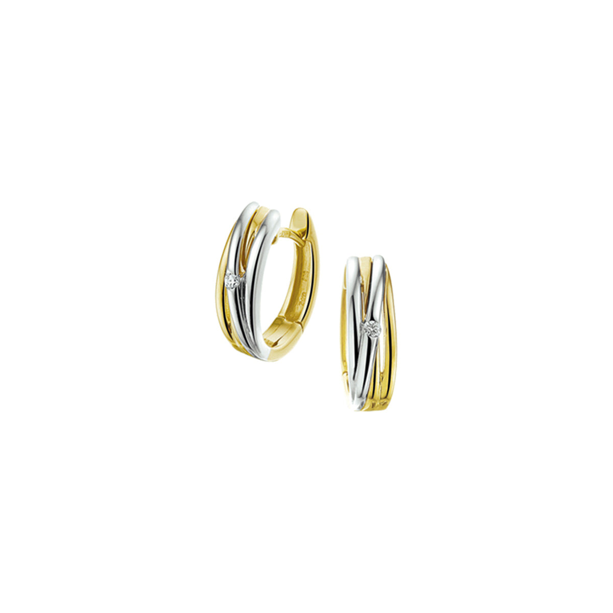 Klapoorringen diamant 0.04ct (2x0.02ct) h si