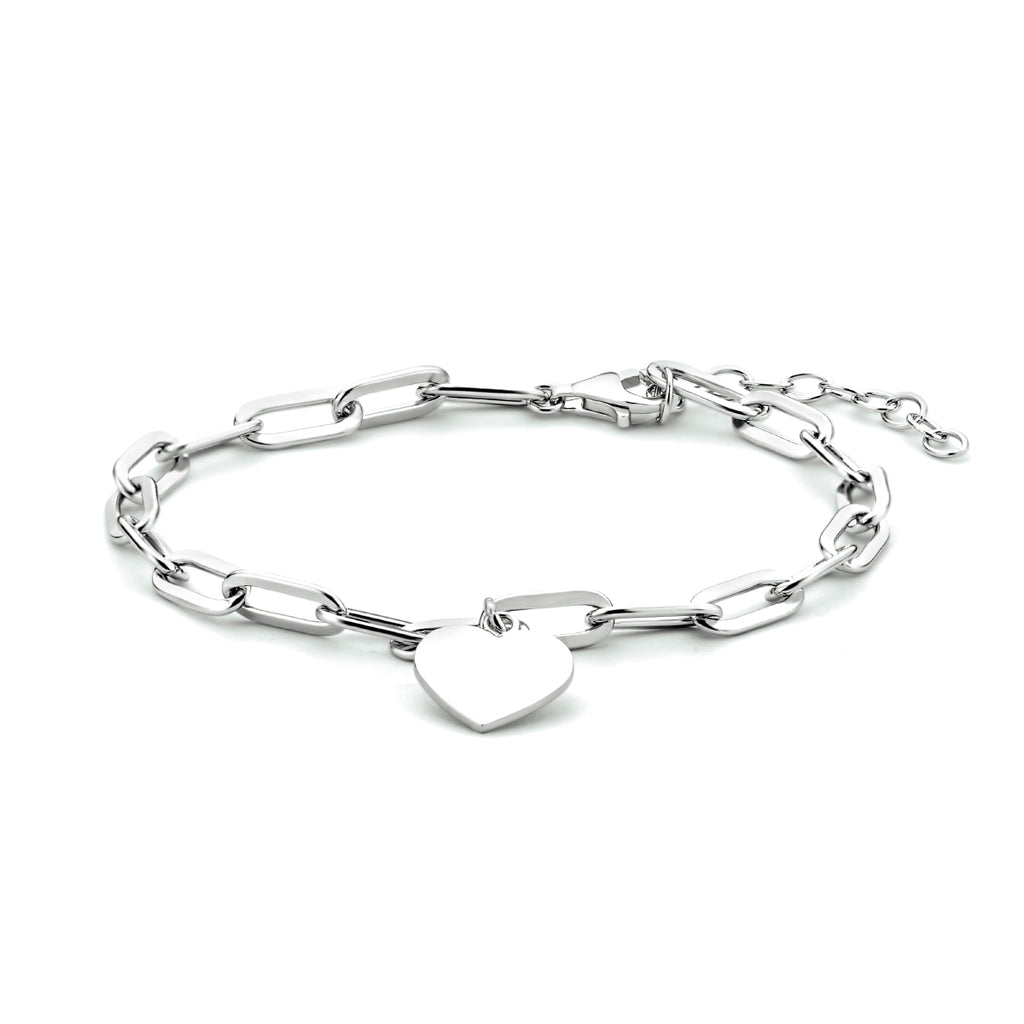 Armband hart paperclip platte buis 4.0 mm 16 + 3 cm