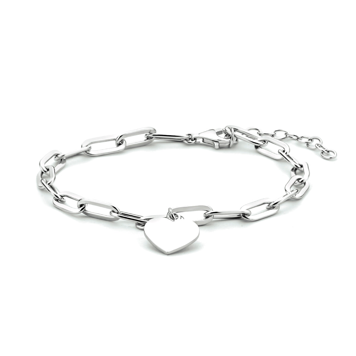 Armband hart paperclip platte buis 4.0 mm 16 + 3 cm