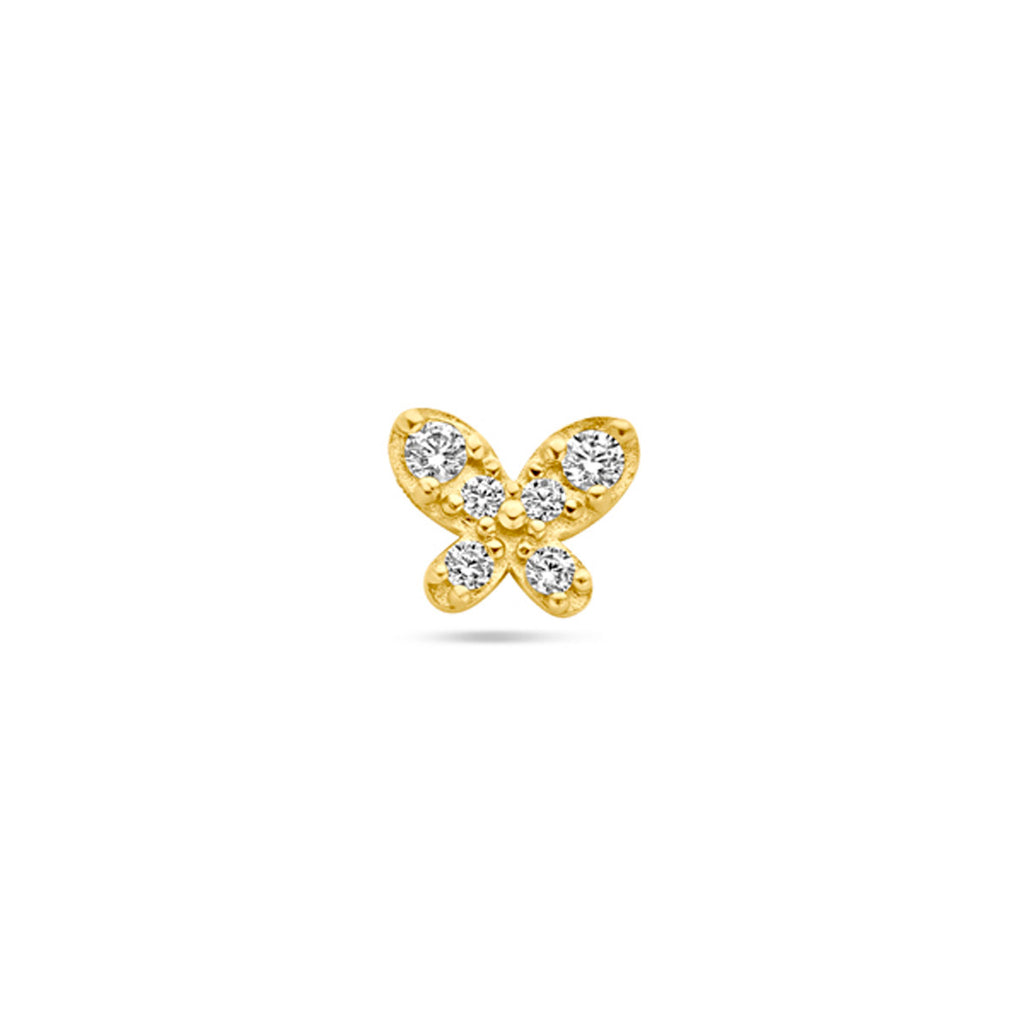 Flat back piercing vlinder zirkonia 4.5 mm