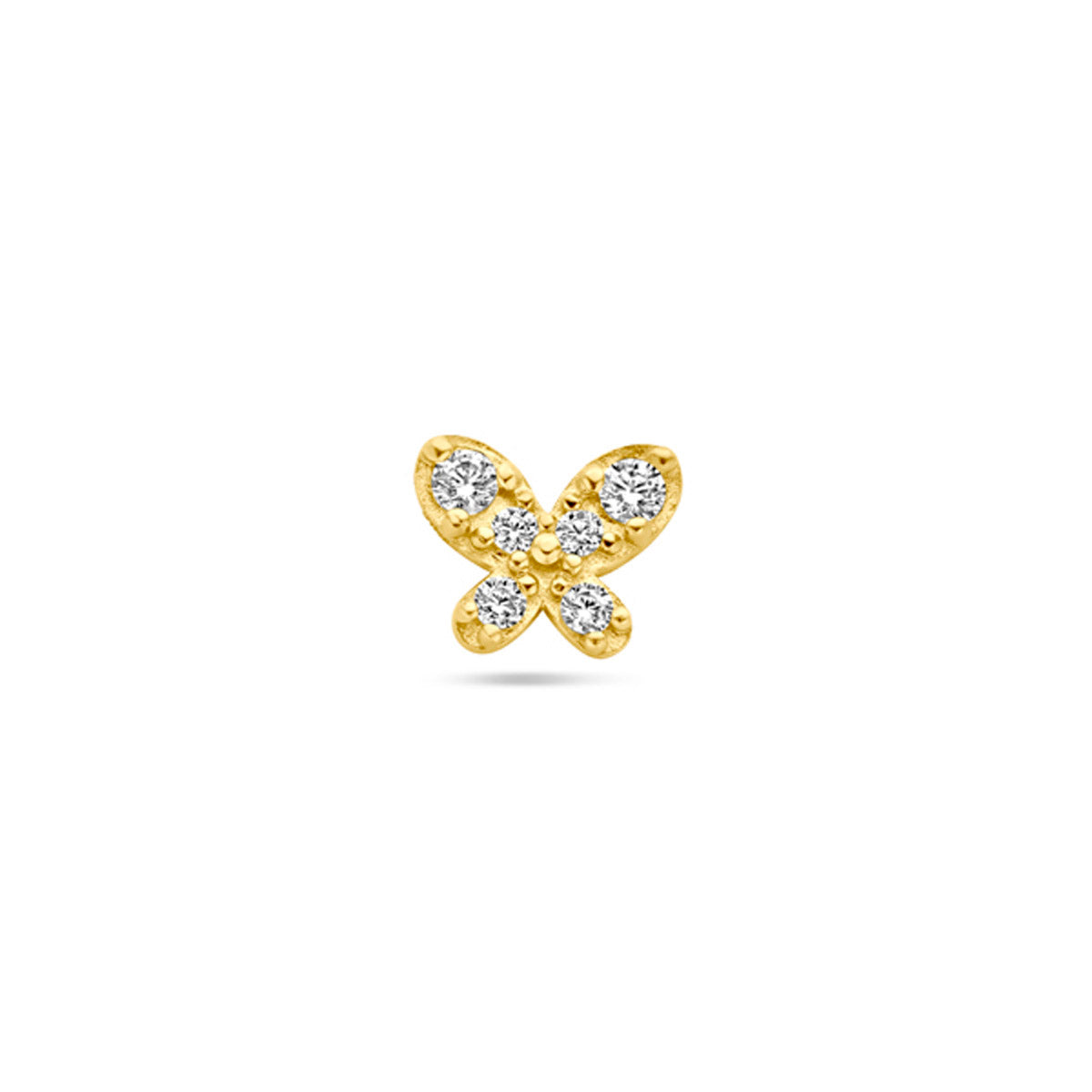 Flat back piercing vlinder zirkonia 4.5 mm