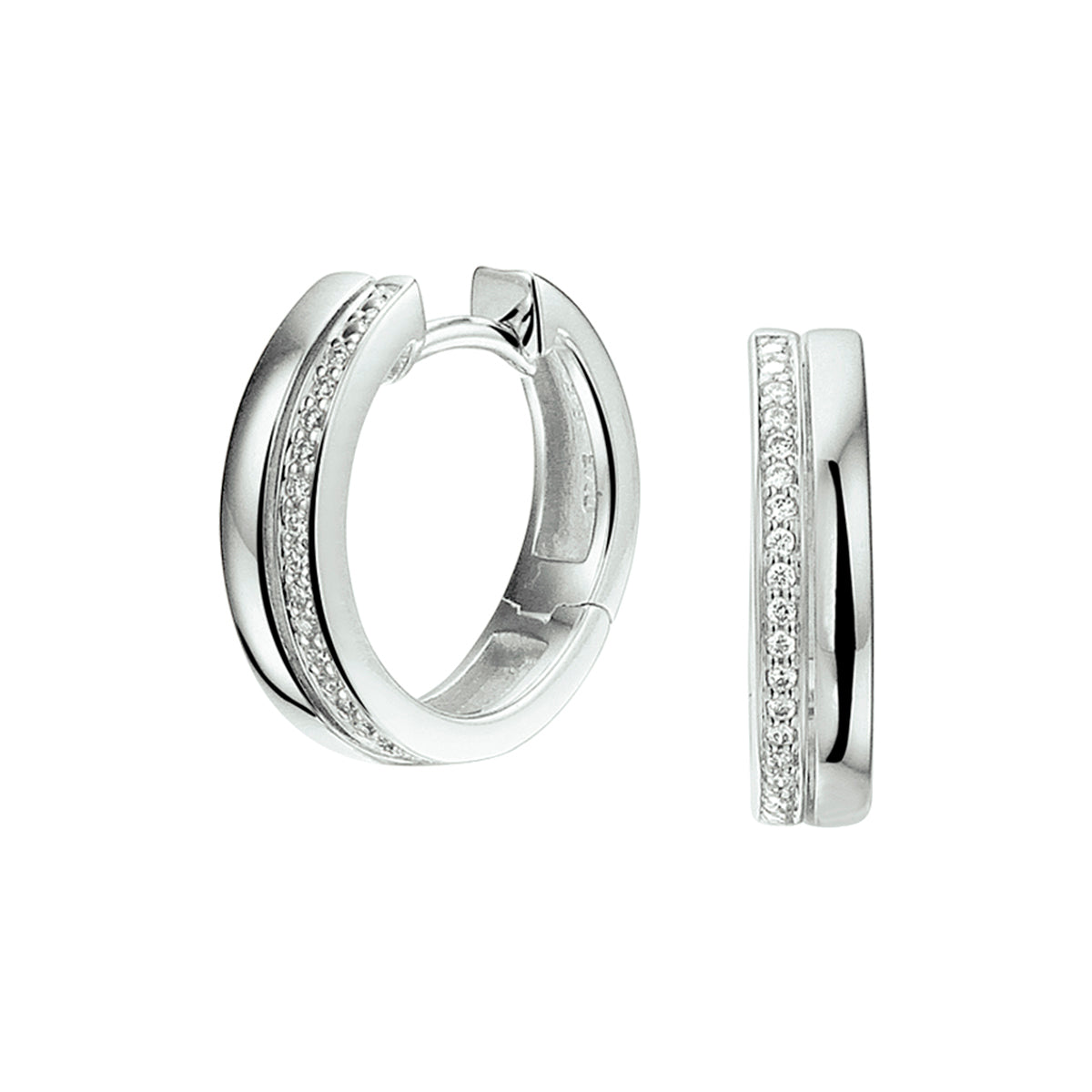 Klapoorringen diamant 0.09ct (2x 0.045ct) h si