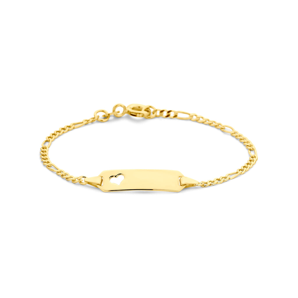 Graveerarmband figaro hart plaat 5.0 mm