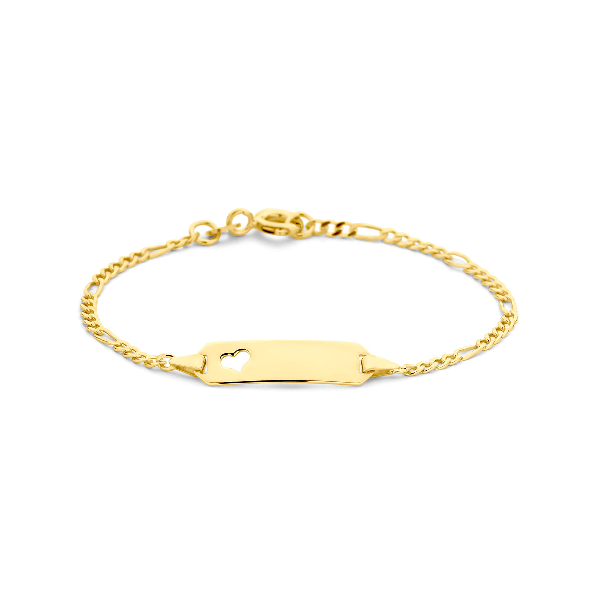 Graveerarmband figaro hart plaat 5.0 mm
