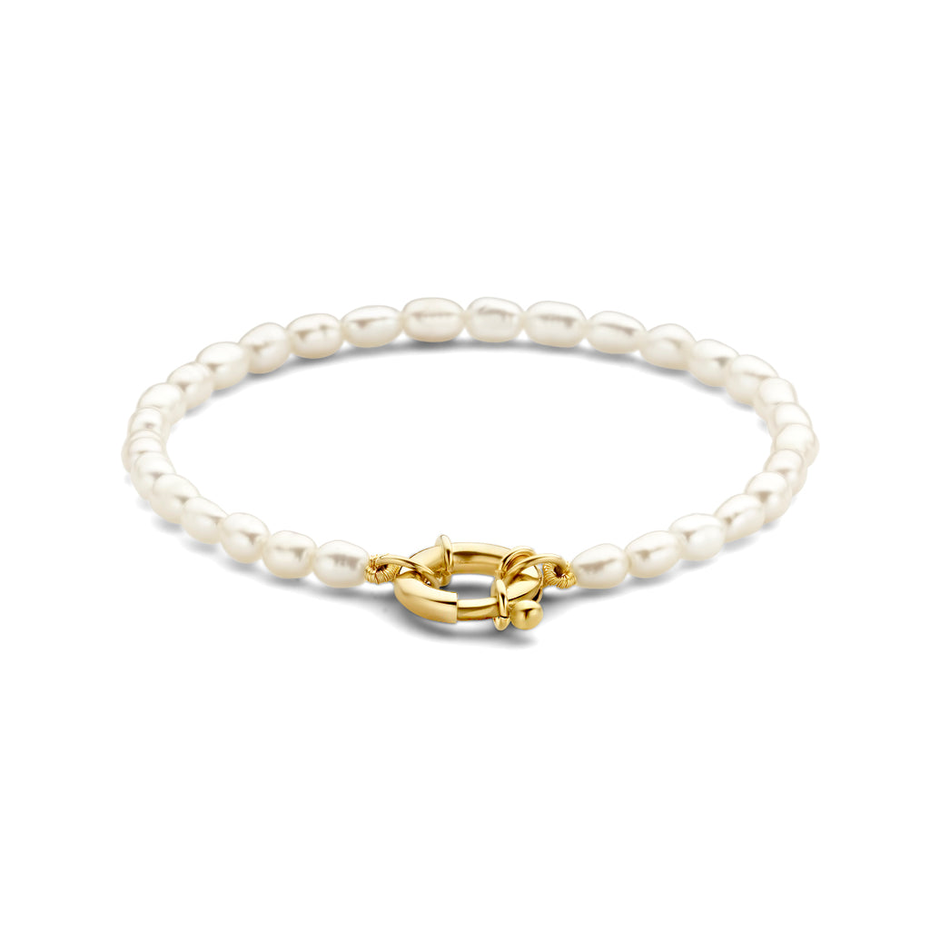 Armband parels 18.5 cm met groot springslot