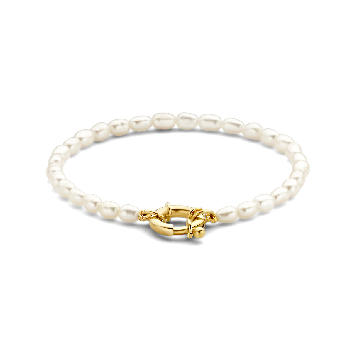 Armband parels 18.5 cm met groot springslot