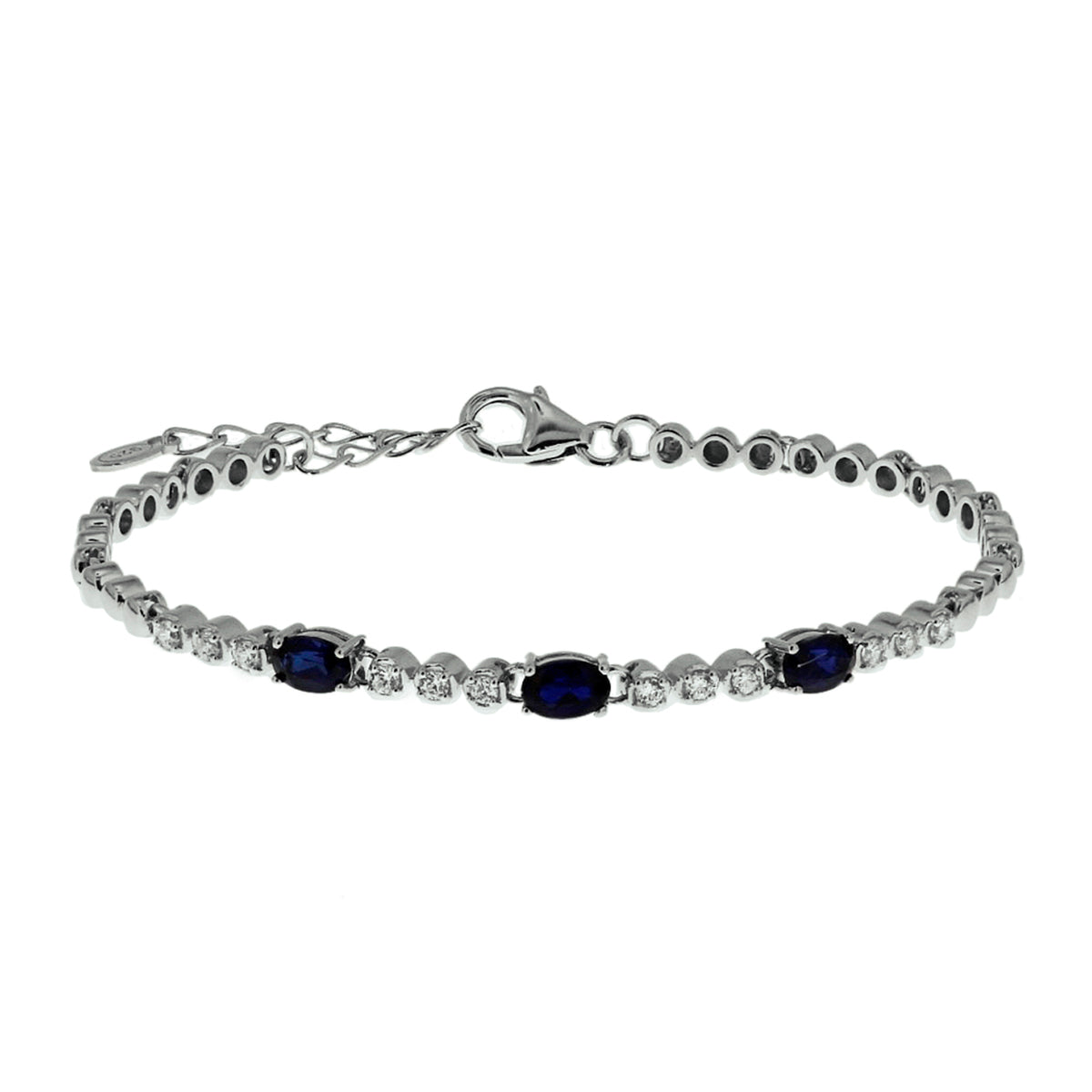 Armband saffier en zirkonia 17.5 + 3.5 cm