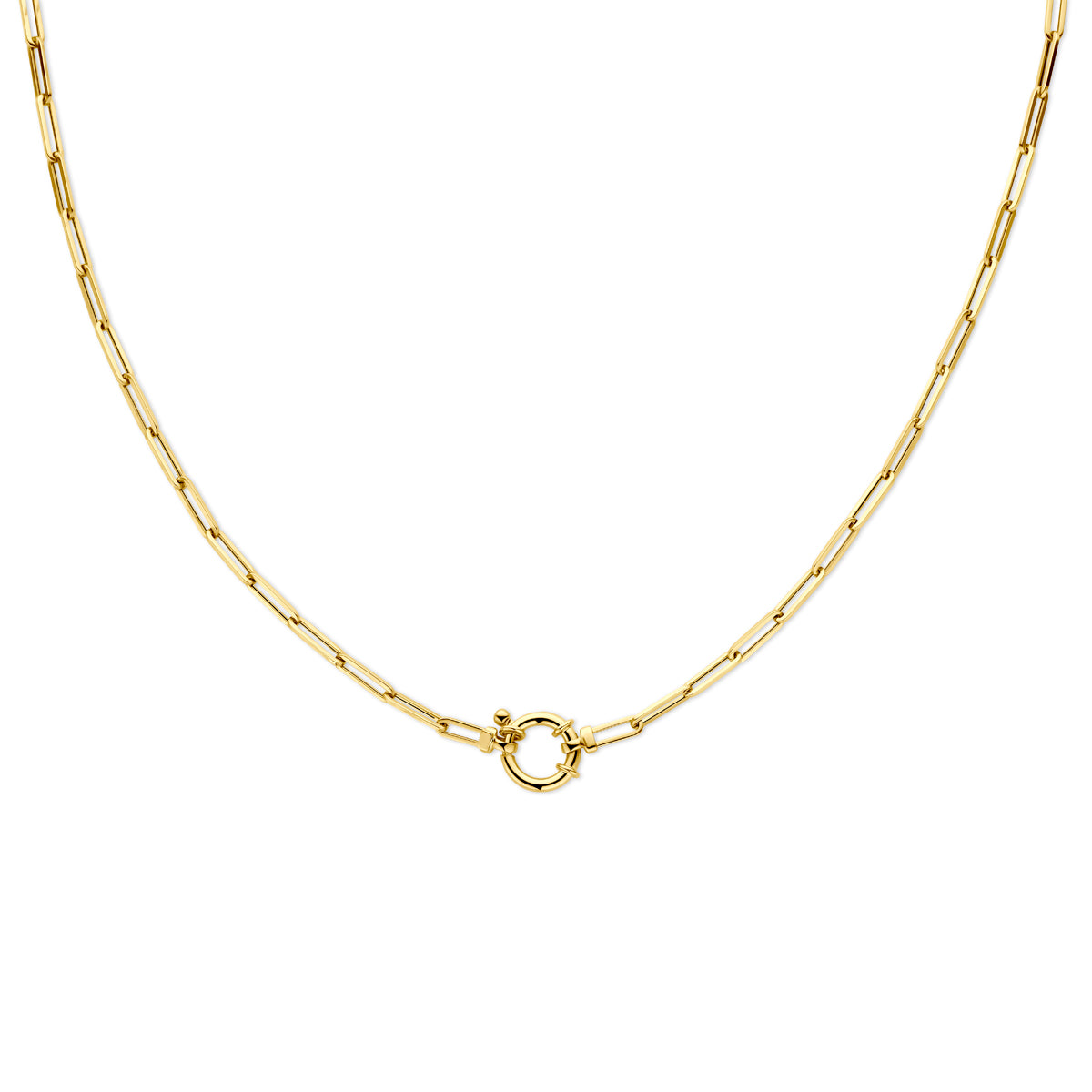 Collier paperclip vierkante buis 3.0 mm 45 cm met groot springslot