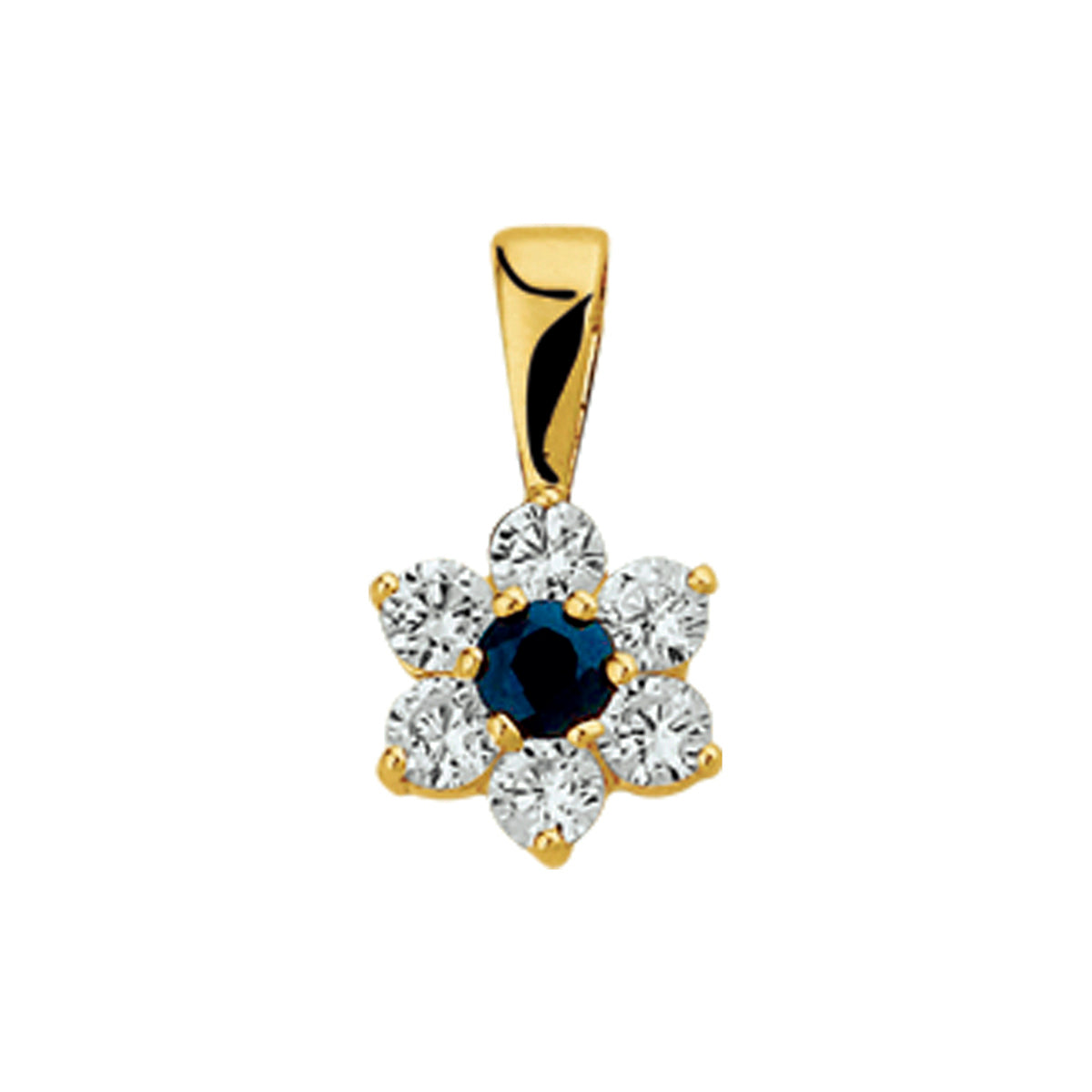 Hanger saffier en zirkonia halo