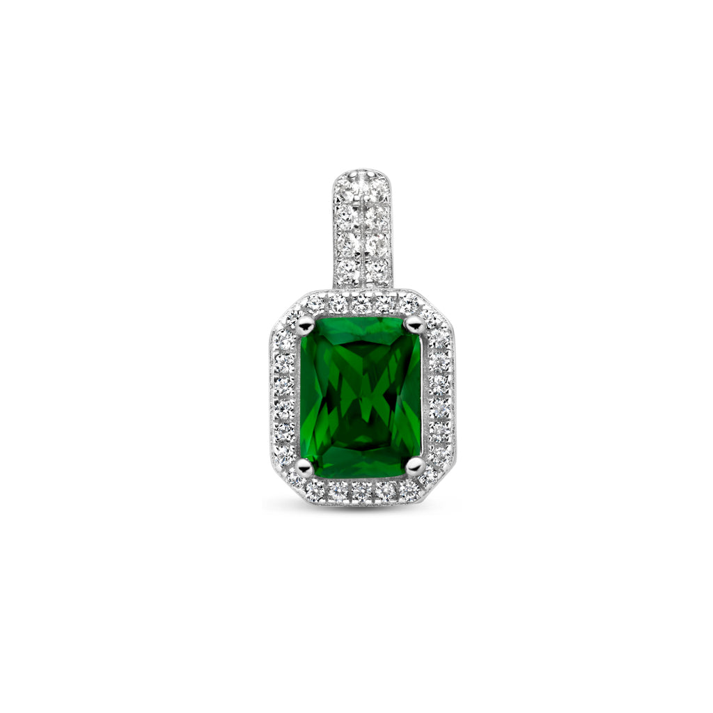 Hanger zirkonia groen en wit halo