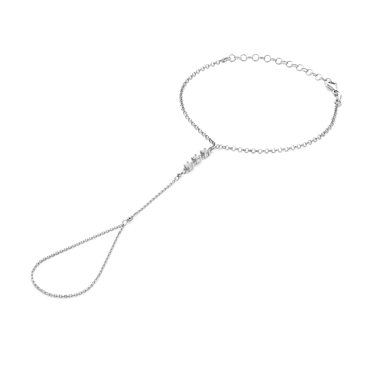 Hand chain Zilver gerhodineerd met zirkonia