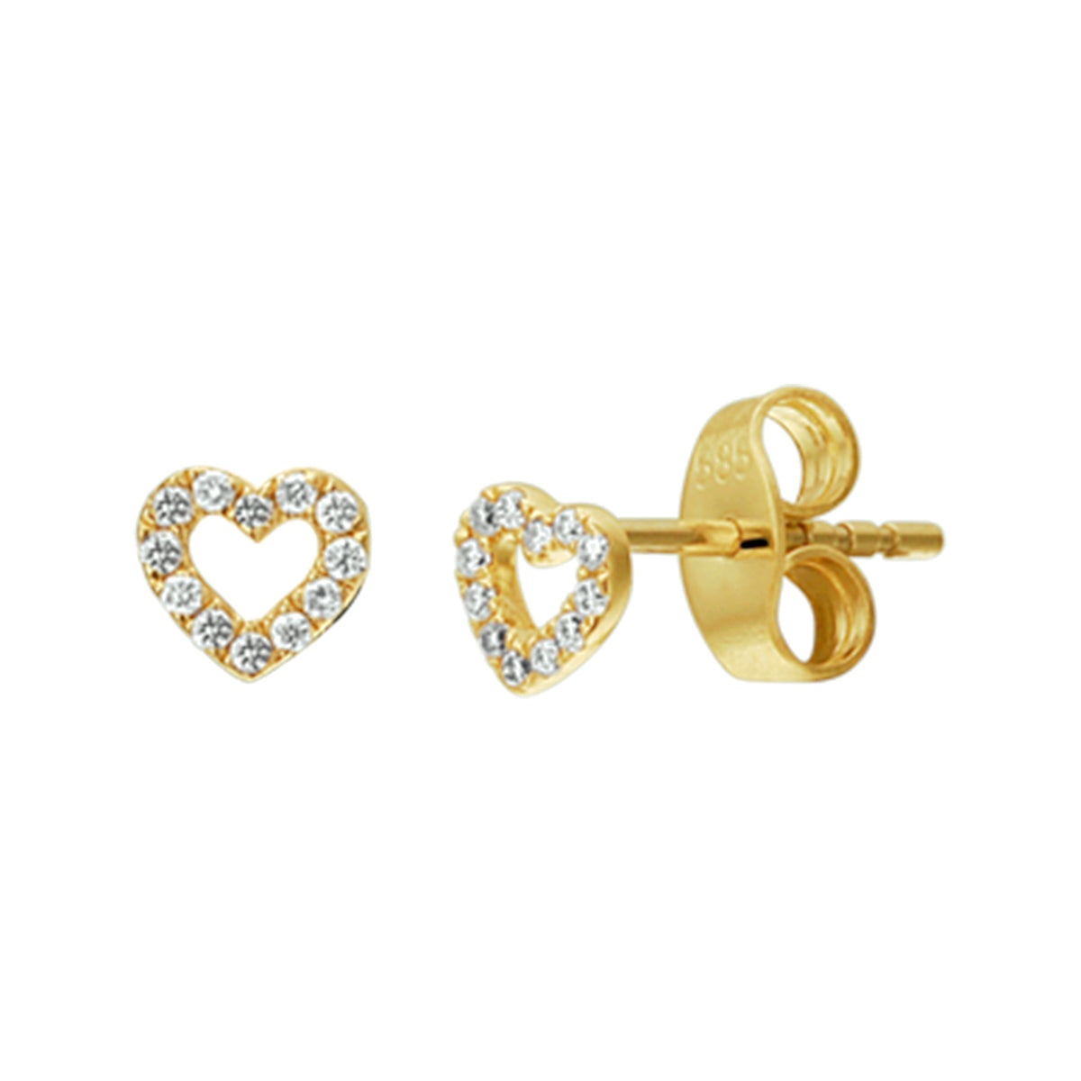 Oorknoppen hart diamant 0.07ct (2x0.035ct) h p1