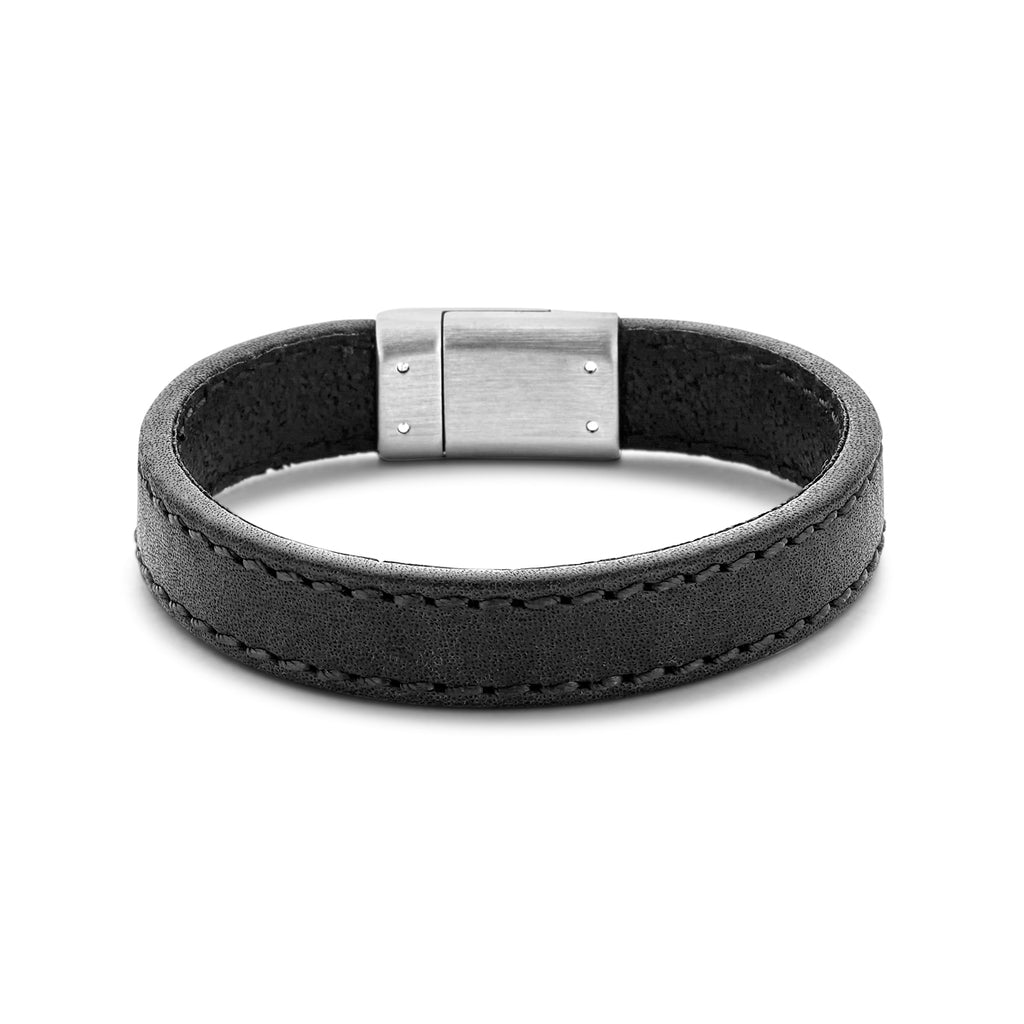 Armband leer zwart 12.5 mm