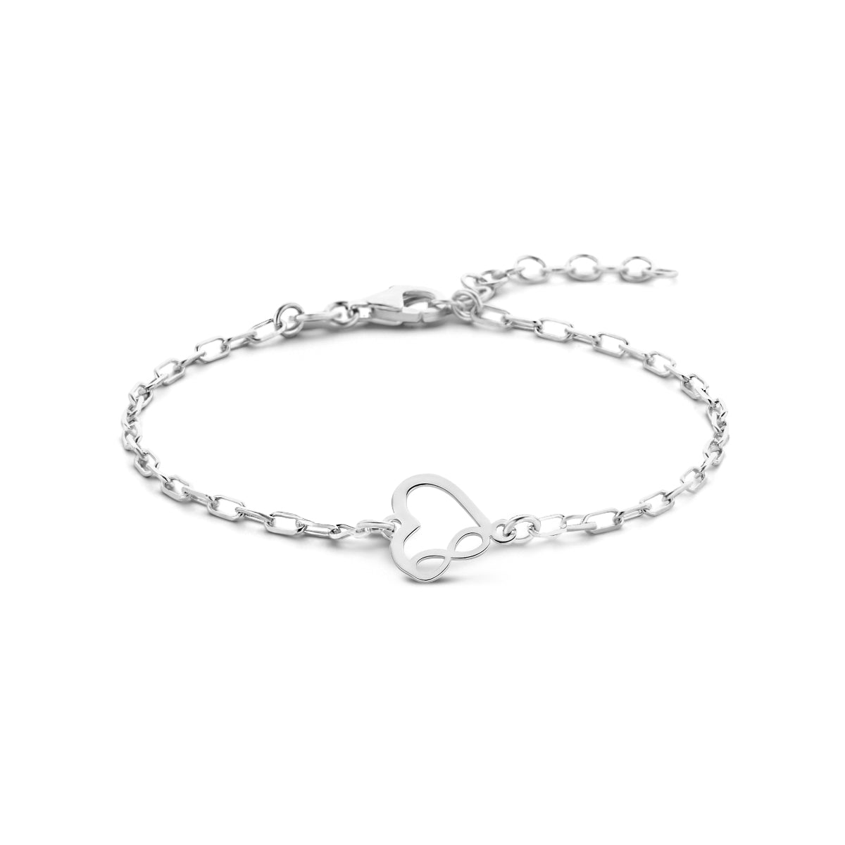 Armband hart en infinity 16 + 3 cm