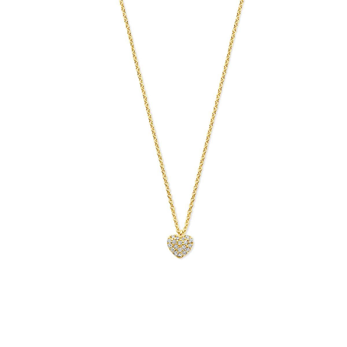 Collier hartje diamant 0.09ct  h si 44 cm