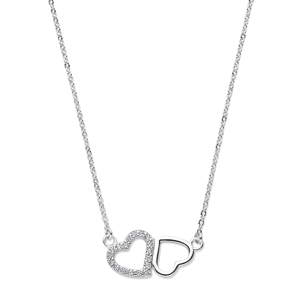 Collier hartjes zirkonia 42 + 3 cm
