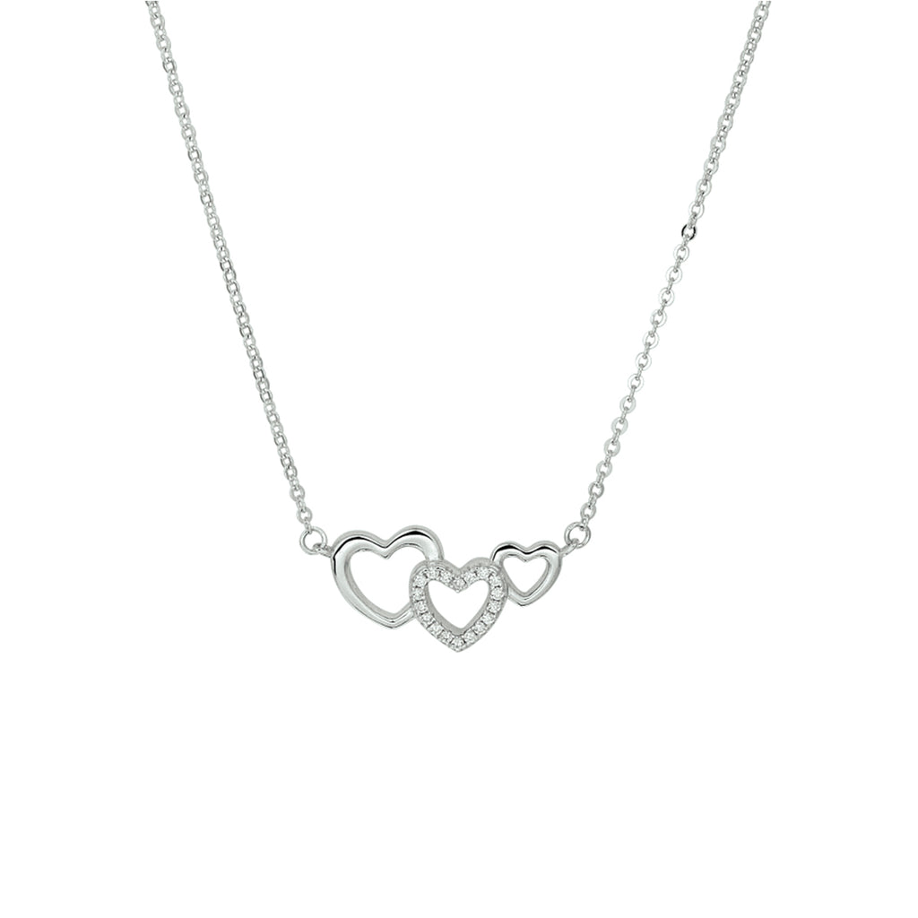 Collier hartjes en zirkonia 40 + 4 cm